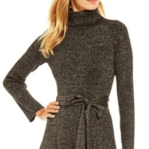 Alex Marie Nicole | Tie Front Sweater Dress Black/Gold | Size Large Women's - Picture 15 of 16